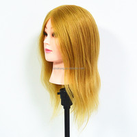 Tête de mannequin naturelle pour entraînement de cheveux, outil de salon, couleur blonde, vente en gros,