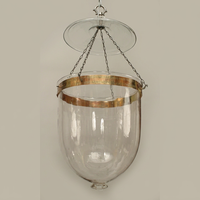 Lanterne en verre avec garniture en laiton, porte-bougie suspendu rond résistant à la chaleur pour la décoration de la maison