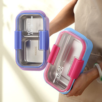 Japanse stijl roestvrijstalen lunchboxen 500ml/600ml enkel/dubbel compartiment lekvrij bentobox met transparant deksel aangepaste logo