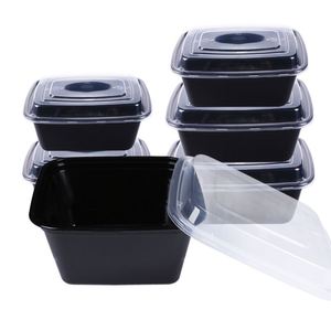 Disposable clear Black square Plastic Food Container Take Away Plastic Rectangle Food <b>Box</b> Lunch Boxes - Product Image 4