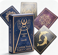 Boîte de rangement personnalisée OEM pour jeu de tarot, finition brillante, avec estampage à chaud doré et guide à bords dorés pour divination oraculaire