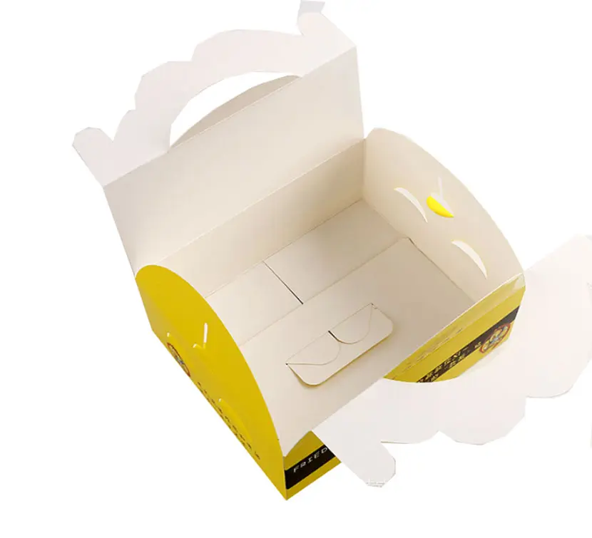 Ucuz özel toptan baskılı sıcak satış Fast Food paket servisi olan restoran kızartma kızarmış tavuk ambalaj kağıt kutu