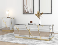 Table basse de luxe rectangulaire effet miroir, table d'appoint, table de chevet, décoration dorée pour la maison et l'hôtel