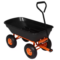 Produit de haute qualité personnalisé dans l'industrie Mini chariot à benne basculante en poly vert durable robuste chariot à outils de jardin chariot brouette
