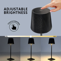 Lampe de table plissée sans fil rechargeable à LED moderne, tactile, à intensité variable, de luxe, au design minimaliste, pour restaurant, idéale pour dîner et café
