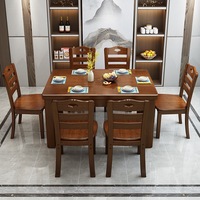 Table à manger rectangulaire en bois massif, style moderne et simple, pour petit appartement, ensemble table et chaises 4 places
