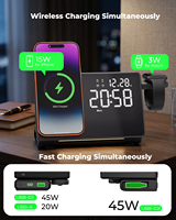 Nouvelle station de charge sans fil magnétique innovante avec horloge LED de bureau, chargeur rapide USB-C rétractable 45W et lumière de réveil