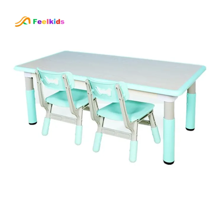 Conjunto de mobiliário de jardim de infância, mesa de plástico crianças ajustável