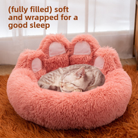 Lit pour animaux de compagnie en peluche, forme de patte d'ours, portable, personnalisable avec logo, vente en gros par le fabricant, lavable, de luxe, pour chien et chat