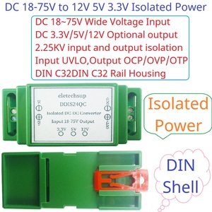 Module d'alimentation isolé sur rail DIN DDIS24QC 15W DC 24V 36V 48V vers 12V 5V 3.3V, convertisseur DC-DC Buck pour PLC RS485 IO Relais LED - Product Image 2