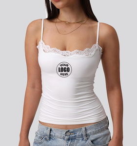 Top a Canotta Elegante con Bordo in Pizzo Stile Y2K, 76% Poliammide 24% Elastan, con Spalline Sottili per Donna - Product Image 1