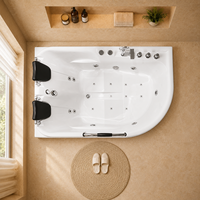 Baignoire spa incurvée sur mesure 1200x1800mm avec double appui-tête, rail chromé et jets d'hydro-massage