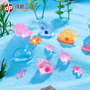 Decoraciones de casa de conchas marinas en miniatura de resina con luces para acuario, estilo de dibujos animados - Product Image 2
