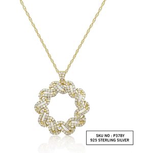 Collar con Colgante de Diamantes en Espiral de Ornaatis, Oro Amarillo sobre Plata de Ley, 1.18 Quilates en Total, Corte Redondo y Baguette, para Mujer, para Boda - Product Image 2