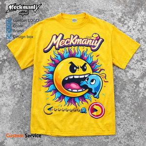 T-shirt rétro oversize pour homme, style streetwear, impression par transfert thermique, 100% coton, manches courtes, prix de gros - Product Image 2