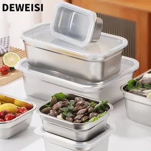 Food Grade Roestvrijstalen Lunchbox Magnetron Voedselpakket Kamperen Outdoor Voedselpakket Met Deksel Lekkend Proof