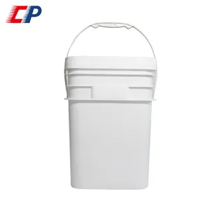Wholesale White Color Thickened Food Grade Plastic Pail 5 Gallon 20 L Rectangular Bucket With Lid
