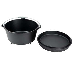 <span class=keywords><strong>Cocotte</strong></span> <span class=keywords><strong>en</strong></span> <span class=keywords><strong>fonte</strong></span> ronde antiadhésive de 8,5 QT pour l'extérieur, robuste, avec couvercle, compatible four, gaz et induction - Product Image 2