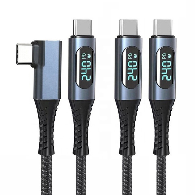 Xput Right Angle USB4.0 Type C Cable 240W 48V 5A Fast Charging 40Gbps Data Transfer With LED Display and Built in IC C to C Cord