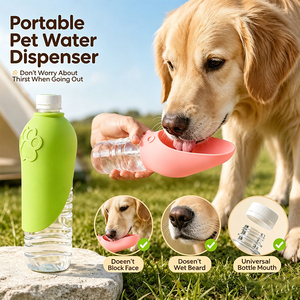 Nuovissima Bottiglia d'Acqua Portatile Ecologica in Silicone per Cani con Ciotola Ovale Universale e Attacco per Bottiglia Minerale per Viaggi e Passeggiate all'Aperto - Product Image 3