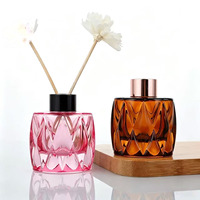 En gros, Flacon diffuseur en verre de luxe 50ml 100ml, pour ensemble d'aromathérapie à bâtonnets, vide, sérigraphie, forme losange, décoration intérieure