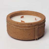 Pot en céramique rustique vide pour bougies parfumées, avec logo personnalisé, couleur au choix et étiquette décorative