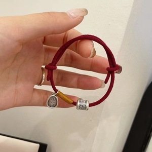 Red <b>Rope</b> <b>Bracelet</b> 999 Pure Silver Charm Unisex Gift Jewelry - Product Image 4