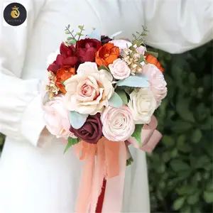 EV Bouquet de Noivas Estilo de caramelo de venda quente Decorações artificiais de flores de casamento