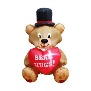 Oso de Peluche Inflable de 4 Pies para el Día de San Valentín con Sombrero de Copa y Corazón - Regalo Romántico con LED Integrado para Bodas, Fiestas Infantiles y Decoración - Product Image 1