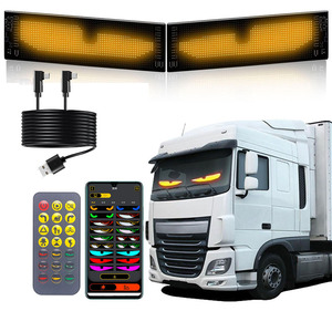 16*64 2 pcs điều khiển từ xa DIY <span class=keywords><strong>Led</strong></span> Devil của mắt ứng dụng hoạt hình mắt cho xe kính chắn gió sáng tự động chỉ số ánh sáng cho xe ô tô xe tải - Product Image 1