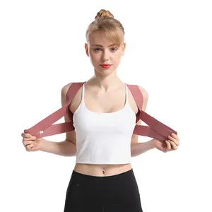 可调正确姿势和聚集胸部姿势矫正器粉色上背部支撑带