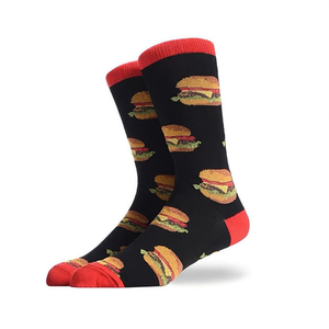 Calzini da uomo a metà polpaccio con stampa burger, taglia 40-45, moda casual - Product Image 1