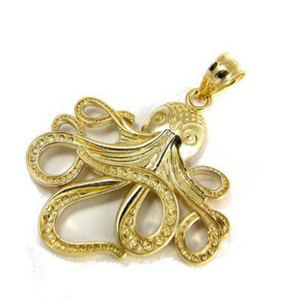 Pendentif Pieuvre Vintage Plaqué Or, Bijou Thème Animal, Accessoire de Mode Unisexe - Product Image 2