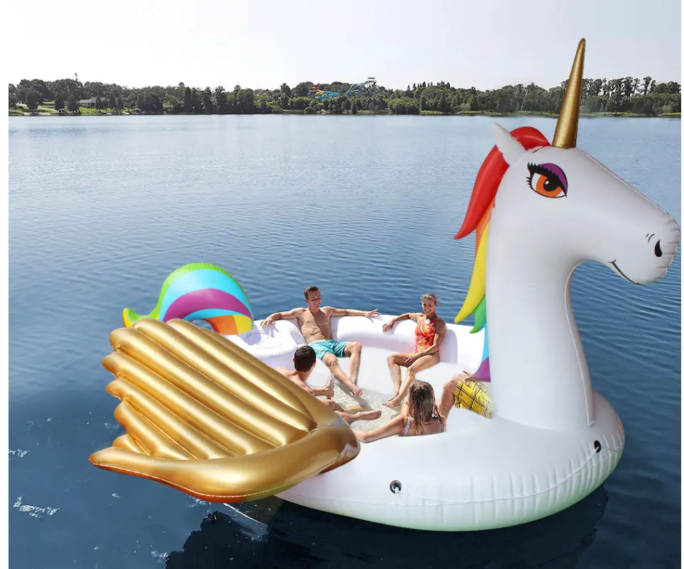 גדול unicorn צף שורה PVC מים מסיבת 6 אנשים הר קשת פגסוס צף אי צף על מים