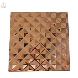 Hoja de espejo de oro rosa <span class=keywords><strong>SUS304</strong></span>, de acero inoxidable, para decoración de pared - Product Image 5