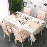Nouvelle nappe de table moderne à motifs imprimés avec housse de chaise, imperméable et résistante à l'huile, pour salle à manger