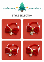 Collier de Noël pour animaux de compagnie avec nœud papillon en velours rouge, réglable, pour chat et chien, avec breloques Père Noël, renne, pingouin, cadeau de vacances à dégagement rapide
