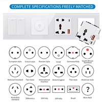 Prise murale personnalisée en panneau PC bleu, norme UE/Royaume-Uni, 16A, 5 broches européennes, avec charge rapide USB Type-C, prise universelle