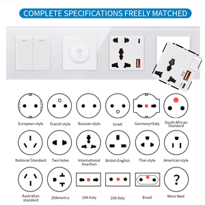 Prise murale personnalisée en panneau PC bleu, norme UE/Royaume-Uni, 16A, 5 broches européennes, avec charge rapide USB Type-C, prise universelle - Product Image 6