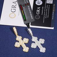 Nouveau design Hip Hop Bijoux chrétiens pour hommes Vente en gros Or blanc Argent sterling 925 Diamant Moissanite VVS Pendentif croix iris