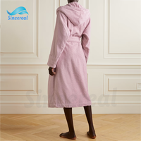 Sincereal gros coton éponge vêtements de nuit chaud grande taille chemise de nuit unisexe Robe de bain avec capuche rose peignoirs