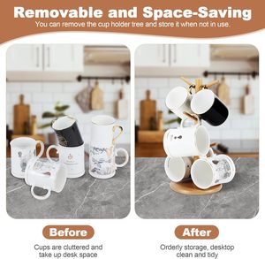 Eco-Friendly Beverage <b>Mug</b> <b>Tree</b> Holder Bolt Inserting Type 6 Hooks Decorative Non-Slip Coffee <b>Mug</b> Rack Home Use - Product Image 2