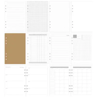 Stock A5 A6 A7 Feuilles mobiles Recharge de bonne qualité Page intérieure Hebdomadaire Mensuel à faire Ligne Dot Grille Papier pour cahier