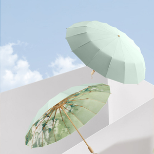 <span class=keywords><strong>Parapluie</strong></span> coupe-vent et pare-soleil <span class=keywords><strong>de</strong></span> voyage en plein air pour femmes avec poignée en bois nouveau style <span class=keywords><strong>de</strong></span> conception pliante Floral - Product Image 3