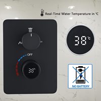 Système de douche de pluie au plafond encastré moderne de 12 pouces Ensemble de douche en laiton noir avec pommeau de douche de pluie carré en acier inoxydable
