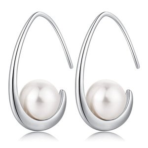 Eleganti orecchini a cerchio aperti effetto perla per donna, gioielli minimalisti alla moda per uso quotidiano, vendita all'ingrosso - Product Image 2