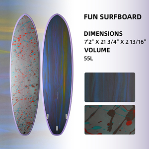 Tabla de Surf OEM al por Mayor de Fábrica |   Tabla de Surf de Alto Rendimiento de 7'2" 55L, Fabricada con Fibra de Vidrio y Resina Epoxi, Diseño Personalizado con Espuma EPS y Acabado Mármol - Product Image 1
