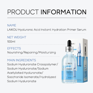 Sérum hydratant instantané à l'acide hyaluronique LAIKOU, sérum hydratant éclaircissant anti-âge, sérum hyaluronique liquide pour le soin du visage - Product Image 3