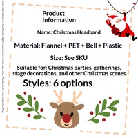 Serre-tête de Noël transfrontalier, décorations de fête, accessoires de tête, rouge, à sequins, en plastique, motif bois de cerf