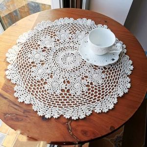 Juego de manteles individuales y posavasos de encaje de algodón hecho a mano, lavable, estilo bohemio, para mesa de comedor o bodas - Product Image 2